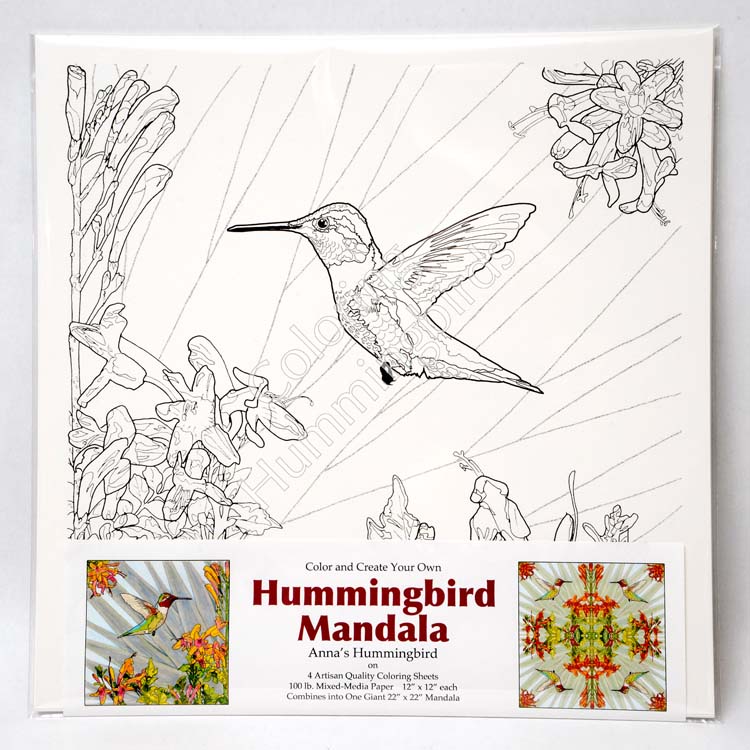 Anna's Hummingbird Coloring Folio by T.A. Strich - front with watermark