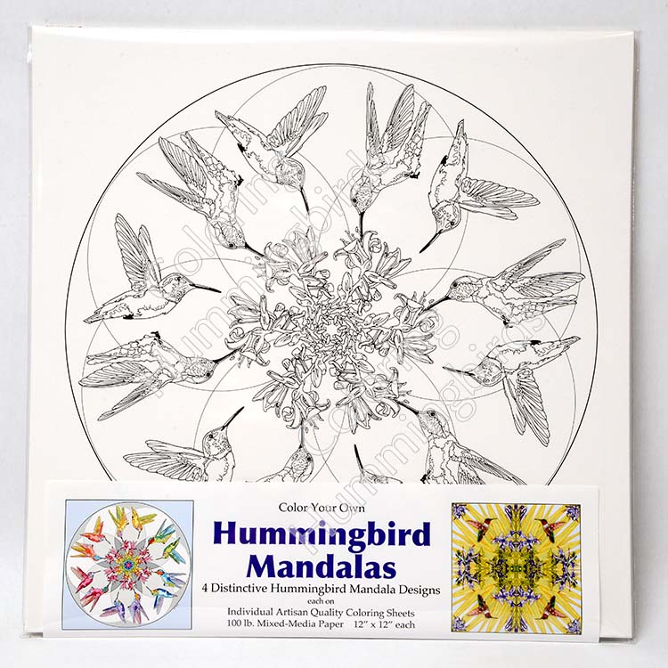 Hummingbird Mandalas Coloring Folio by T.A. Strich front with watermark 